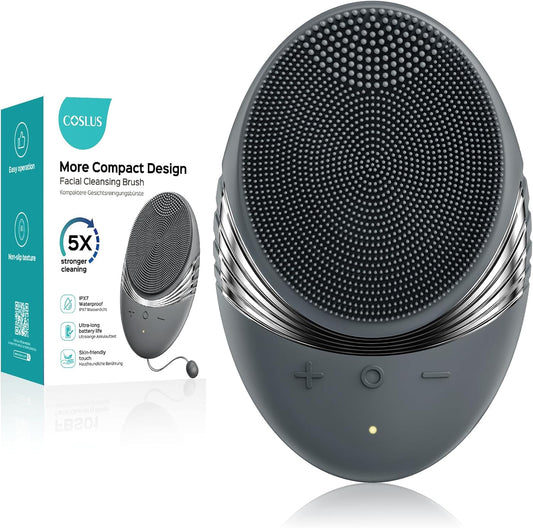 COSLUS Facial Cleansing Brush Face Scrubber : Portable Silicone Waterproof Rechargeable Face Wash Brush, 5 Cleansing Modes, Electric Deep Cleaning for Men & Women, Removing Blackhead, Exfoliating