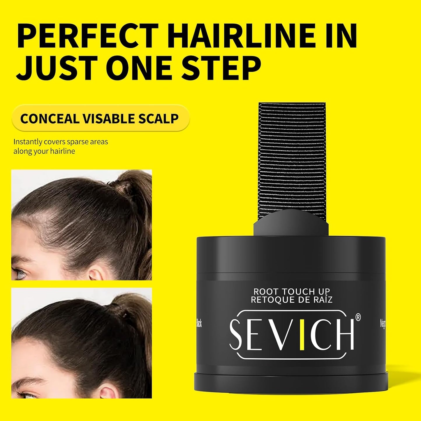 SEVICH Hairline Powder (Replaceable) With Brush & Root Touch-Up for Sparse Hairlines & Gray Coverage, Quick Hair Color Repair, Waterproof & Sweat-Proof, Travel-Friendly (Dark Brown)