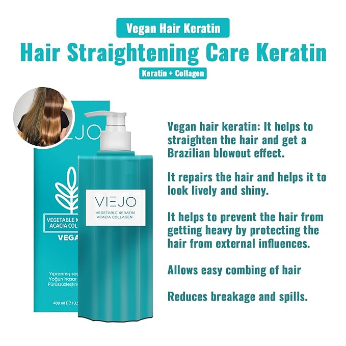 Vegan Hair Keratin - Acacia Collagen - Straightening Care, Protects from External Factors, Nourishing, Repairing, Vitality and Shine
