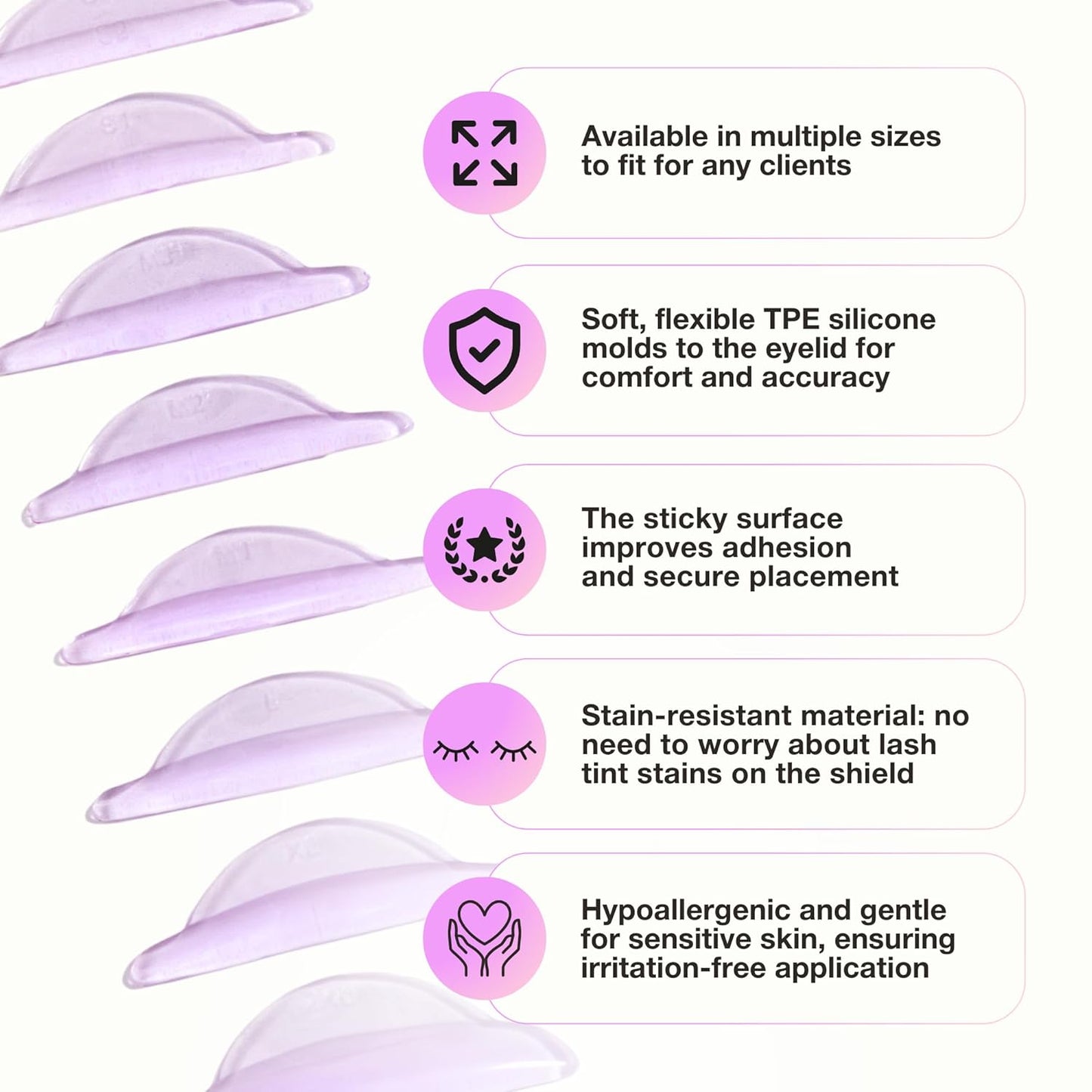 Curacoro Lash Lift Shields, 16 Pcs/8 Sizes Lash Lift Rods, Lash Lift Pads for Eyelash Curling and Lifting, Reusable Silicone Lash Rods For Eyelash Perm Lamination