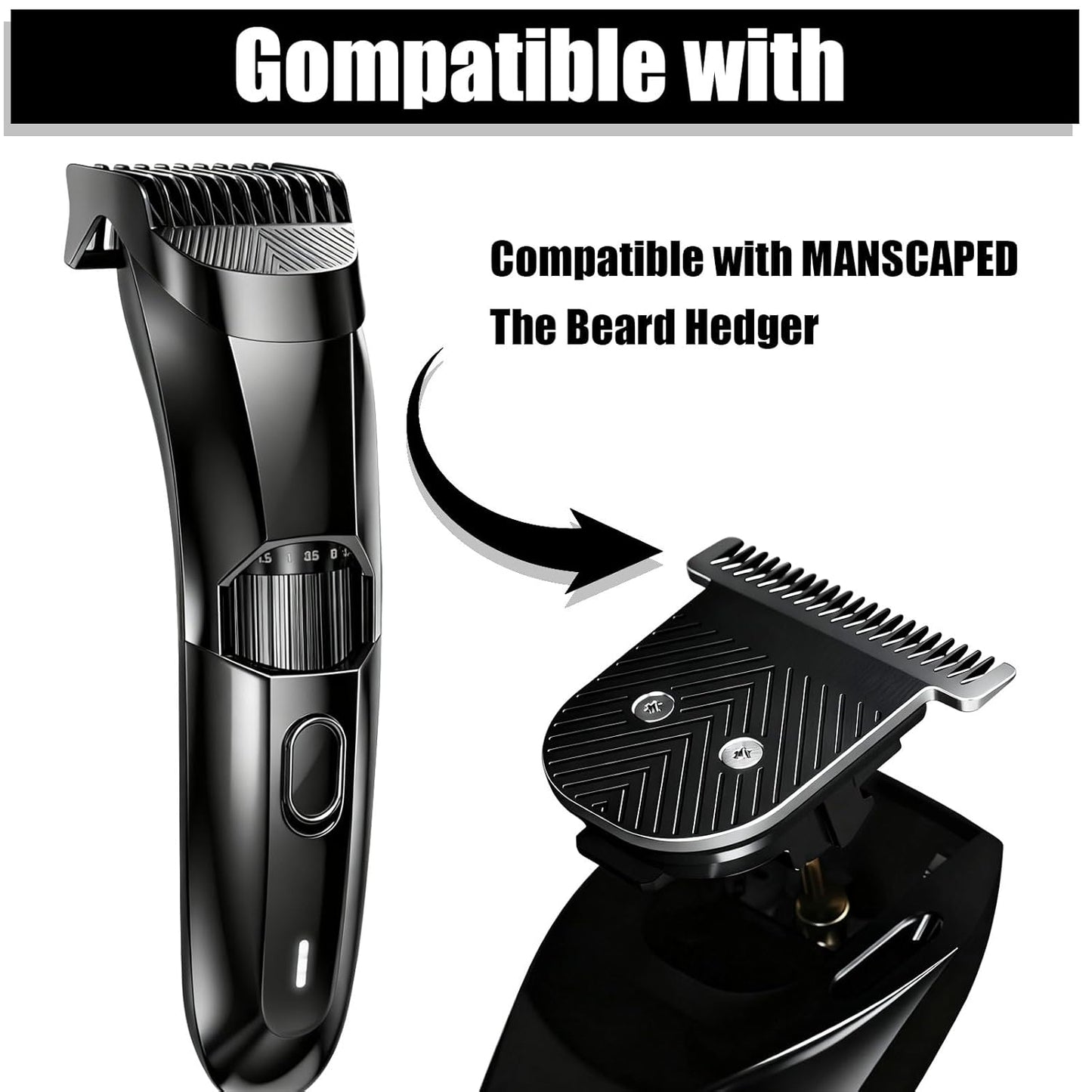 Premium Stainless Steel T Blade Replacement for MANSCAPED The Beard Hedger Replacement SkinSafe Trimmer Blade for Precision Facial Hair Trimming (Black-1)