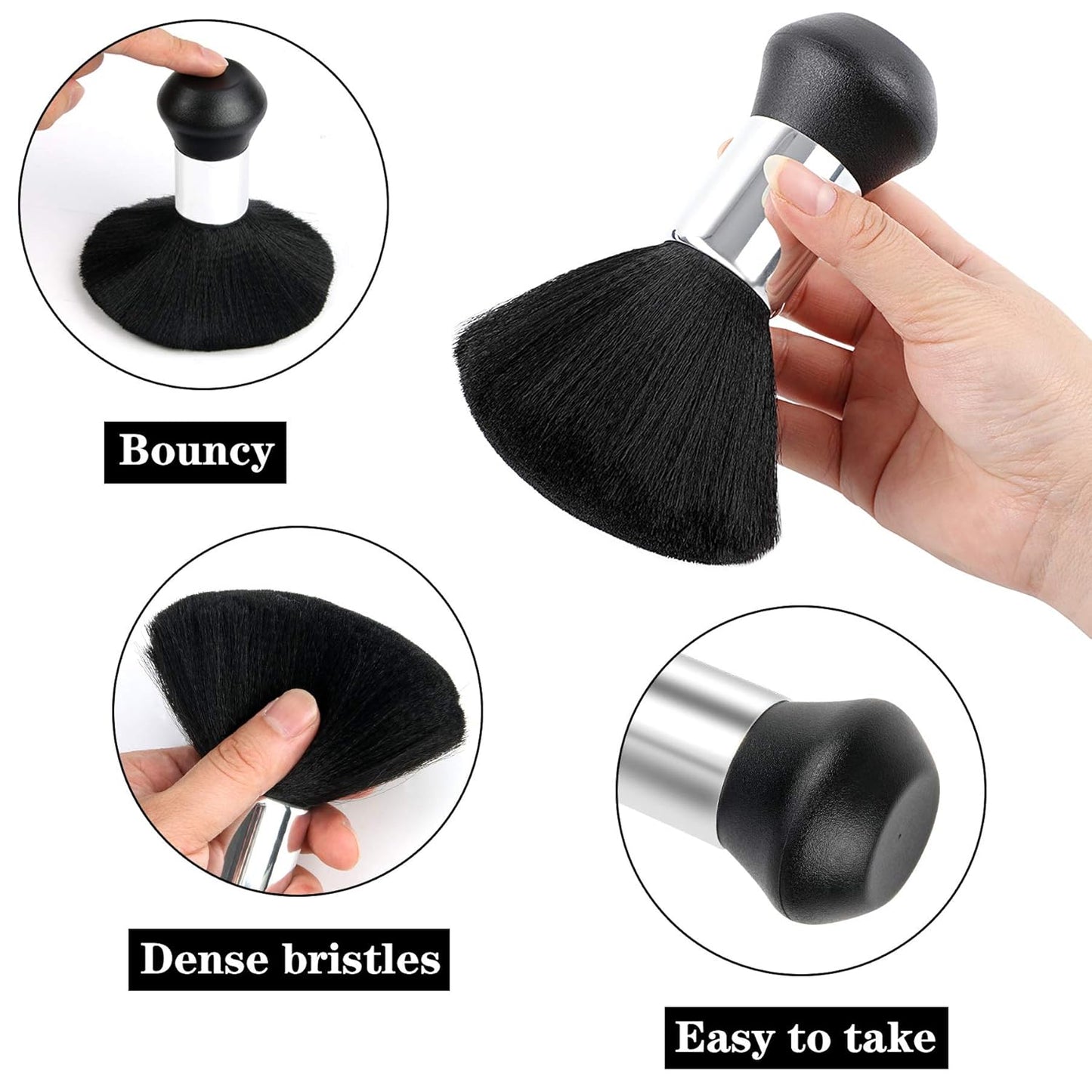 FEBSNOW Professional Hair Cutting Cape with Neck Duster Brush, Salon Barber Cape, Hair Cutting Accessories (Black)