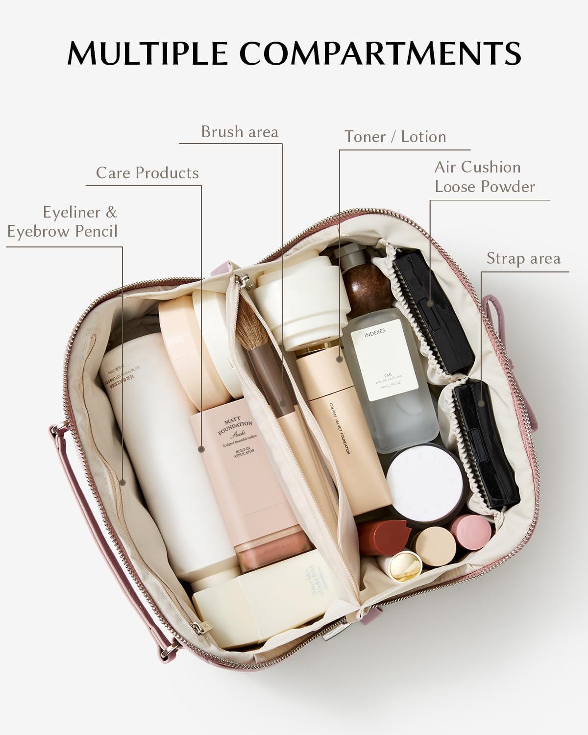 EACHY Travel Makeup Bag,Large Capacity Cosmetic Bags for Women,Waterproof Portable Pouch Open Flat Toiletry Bag Pattern Makeup Bag