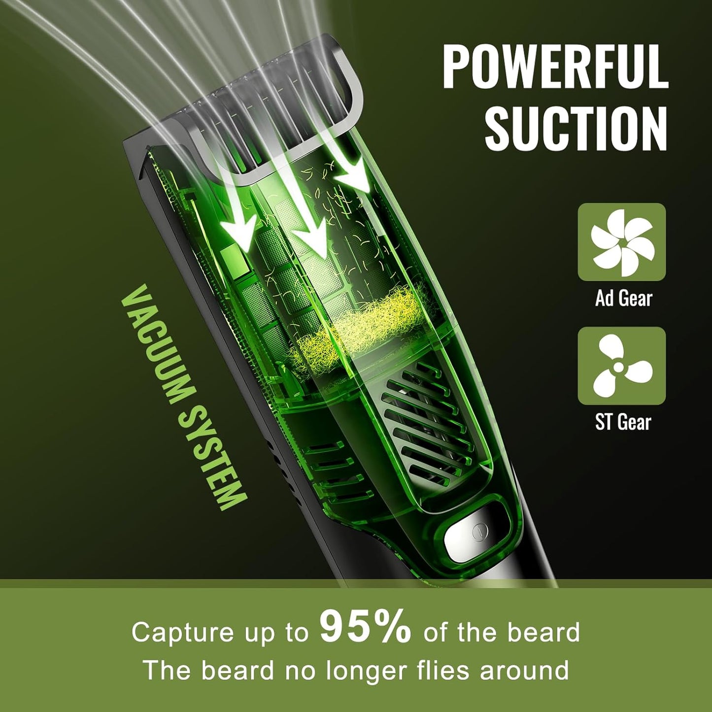 Premium Beard Trimmer for Men, Men's Vacuum Electric Shaver Kit, 20 Levels Adjustable, Wet/Dry Shaver, Upgraded Stainless Steel Ceramic Blade Heads for Precision Facial Hair, Christmas Gifts for Men