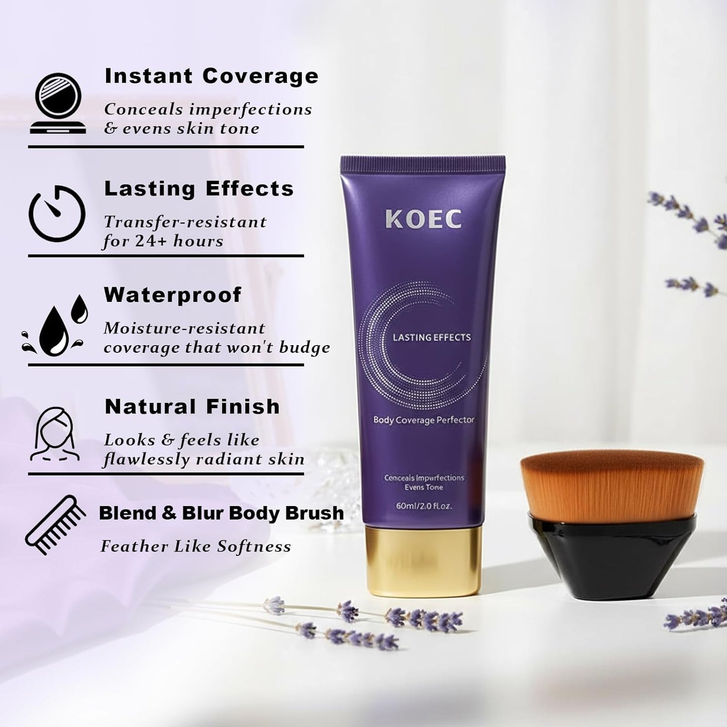 Body Makeup Waterproof No Transfer - All Over Complexion Perfector, Leg Makeup for Blurring Scars,Body Coverage Perfector Skin-Friendly,Tattoo Cover UP Natural Radiant and Lasting (Brush Included)