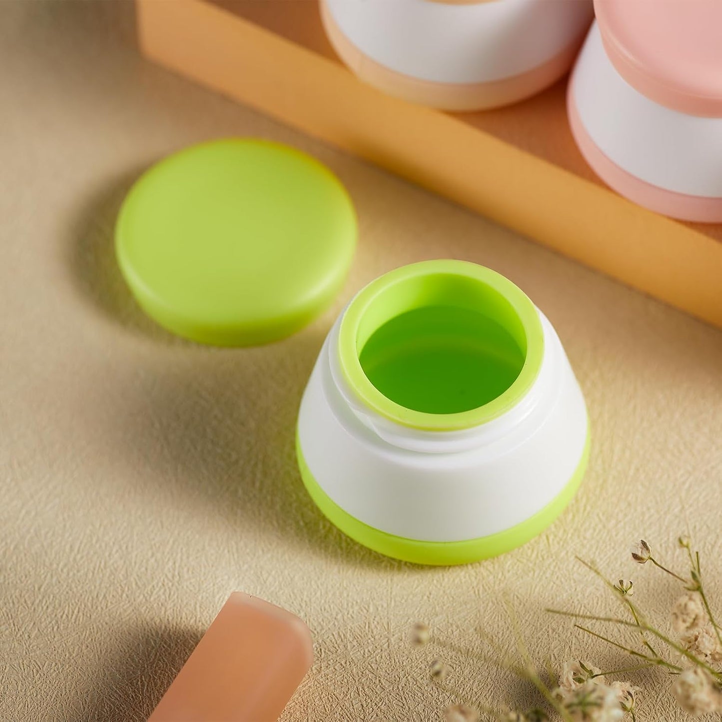 INSFIT Travel Containers for Toiletries, TSA Approved Silicone Cream Jars, Leakproof Travel Accessories with Lids