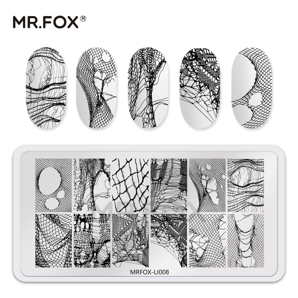 5 Pcs Nail Stencils Plates for Nail Art - Lace Butterfly & Distressed Design, Reusable Stainless Steel Nail Stamping Templates for Manicure