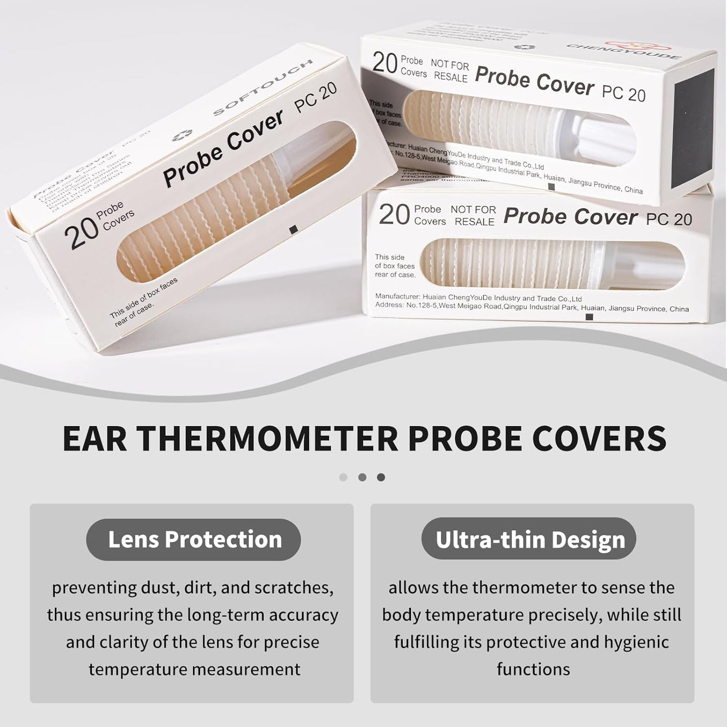 500 Counts Thermometer Ear Covers, Ear Thermometer Probe Covers, Lens Filters/Refill Caps for All Braun Ear Themometer Models, BPA Free Digital Disposable Ear Thermometer Covers
