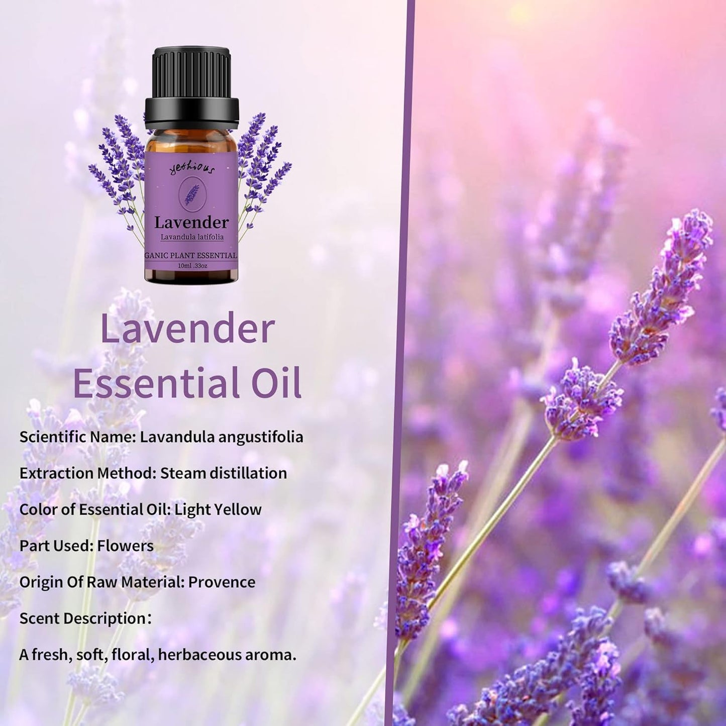 yethious Lavender Eucalyptus Essential Oil Organic Pure Plant Lavender Oil Essential Oil for Diffuser, Skin, Hair Care