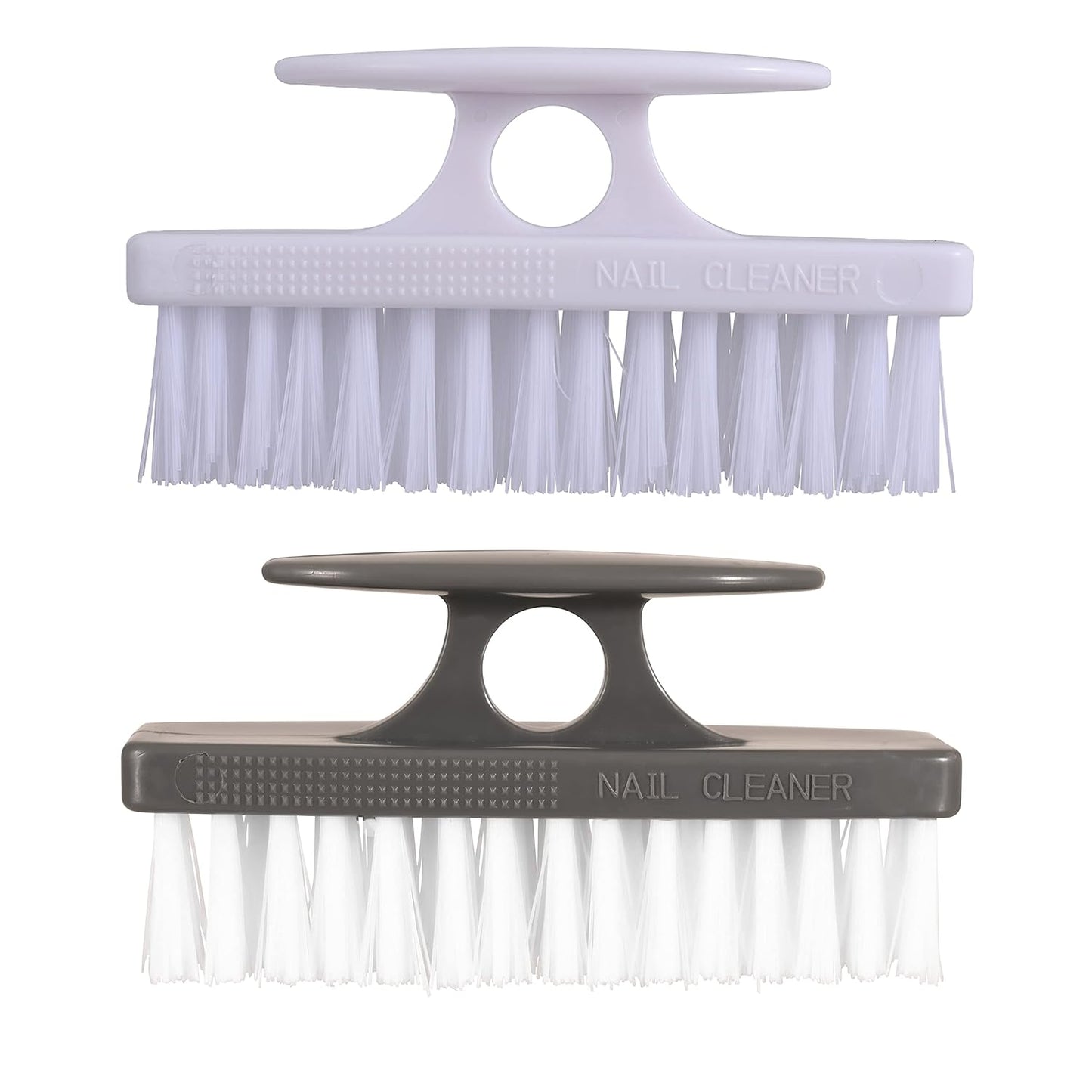 Superio Nail Brush for Cleaning Fingernails, Nail Scrubber - All-Purpose Stiff Cleaner for Hands, Feet, Home, Kitchen, Work - Small Scrub Brush - (2, White/Black)