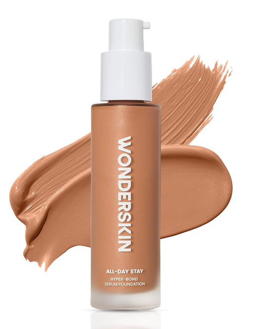 Wonderskin Hyper-Bond Serum Foundation – Waterproof, Transfer-Proof, 24HR Longwear Face Makeup with Niacinamide & Hyaluronic Acid – Lightweight, Natural Finish, Vegan & Cruelty-Free (Nova)