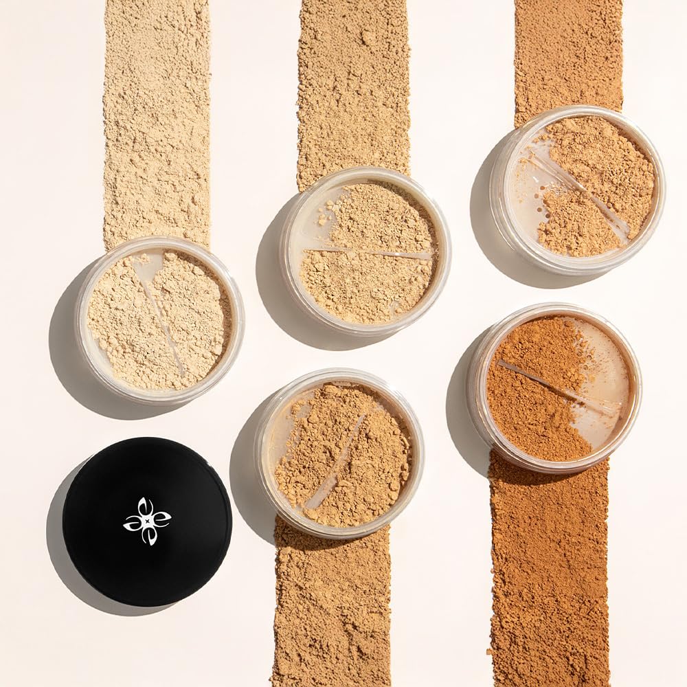 Emani Loose Powder Foundation Makeup for Sensitive Skin, Skin Perfecting, Natural Mineral Foundation with Buildable Coverage, Oil Control, Talc Free, Cruelty-Free & Vegan, Vanilla
