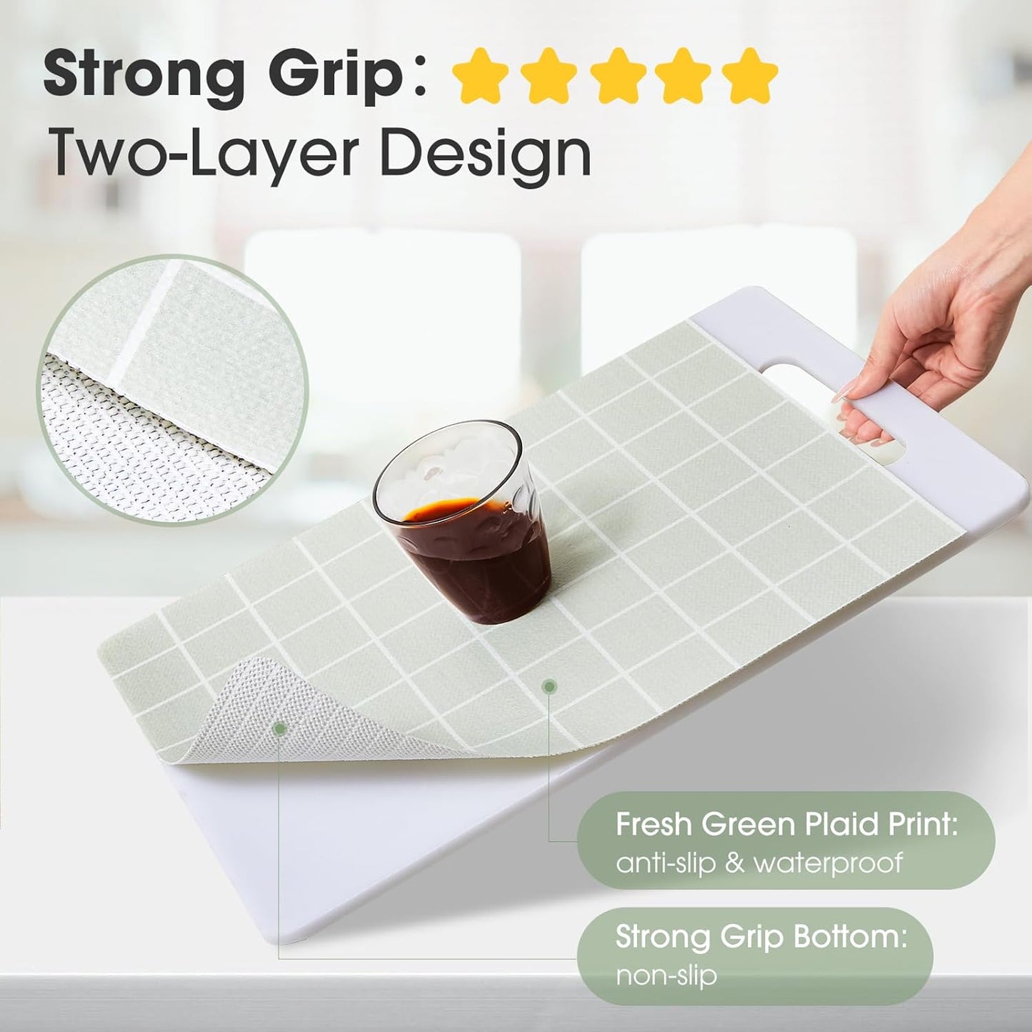 Beautysaid Shelf and Drawer Liner for Kitchen Cabinet, Non Adhesive Non Slip Shelf Paper Waterproof Washable Thickened for Dresser Pantry Shelve Bathroom Protector Liner(Light Green,18 in x 20 FT)