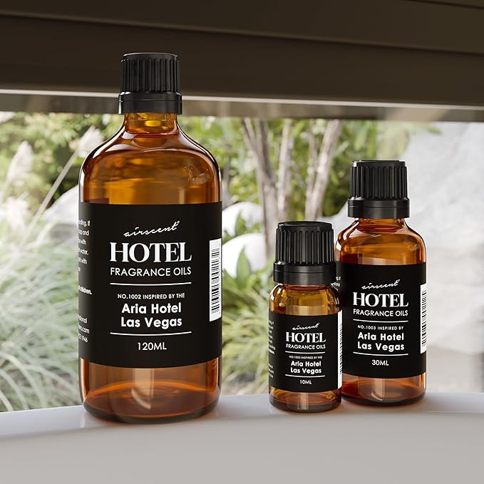 AirScent Hotel Diffuser Oil Inspired by Aria Hotel's Asian Garden Scent - Premium Fragrance Oil No. 1003 for Ultrasonic and Waterless Diffusers and Crafting - 120 mL, 4 fl oz Glass Bottle with Dropper