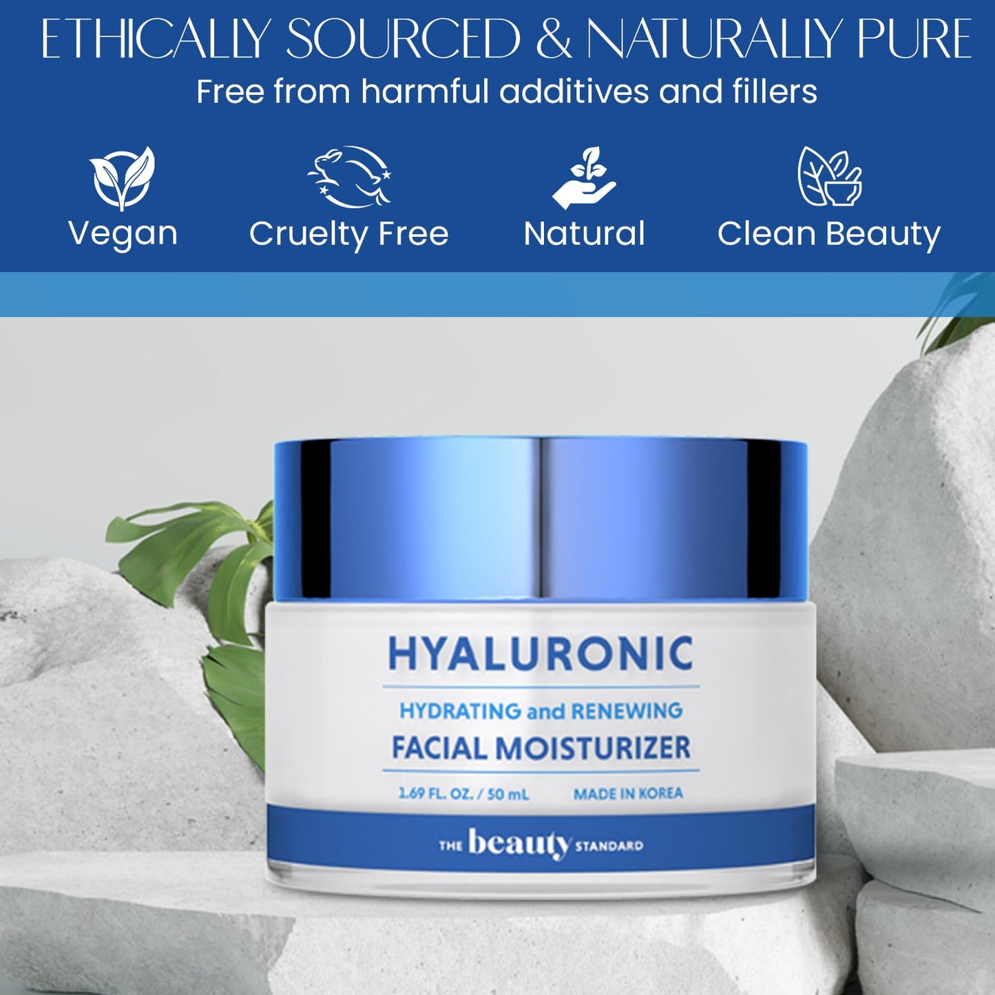 Hyaluronic Acid Daily Face Moisturizer - Anti-Aging, Skin Firming, Hydrating - Dermatologist Tested, Cruelty-Free Korean Skin Care for All Skin Types - 1.69 fl. oz (2 Pack)