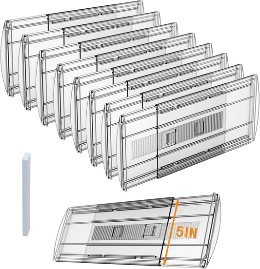8 Pack Adjustable Drawer Dividers for Clothes,5" High Expandable From 13-21" Clear Drawer Organizers, PC Plastic Separators for Dresser/Bedroom/Bathroom/Kitchen/Office Storage