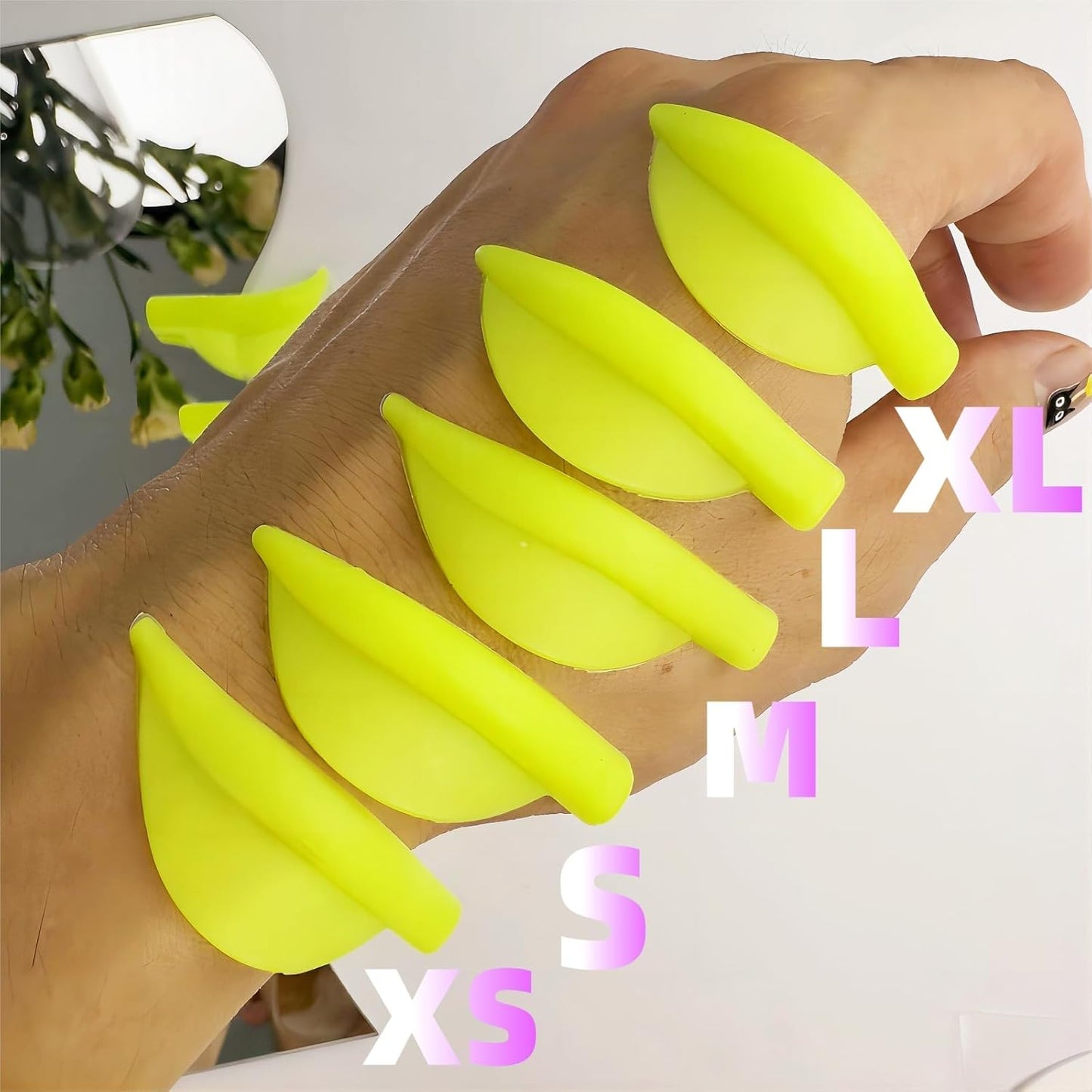 Eyelash Perm Pads Lash Lift Rods Eyelash Perm Silicone Pads 5 Sizes Reusable Soft Lash Lift Pads Shield for Different Length Eyelashes Perfect Lifting (Lemon Yellow)