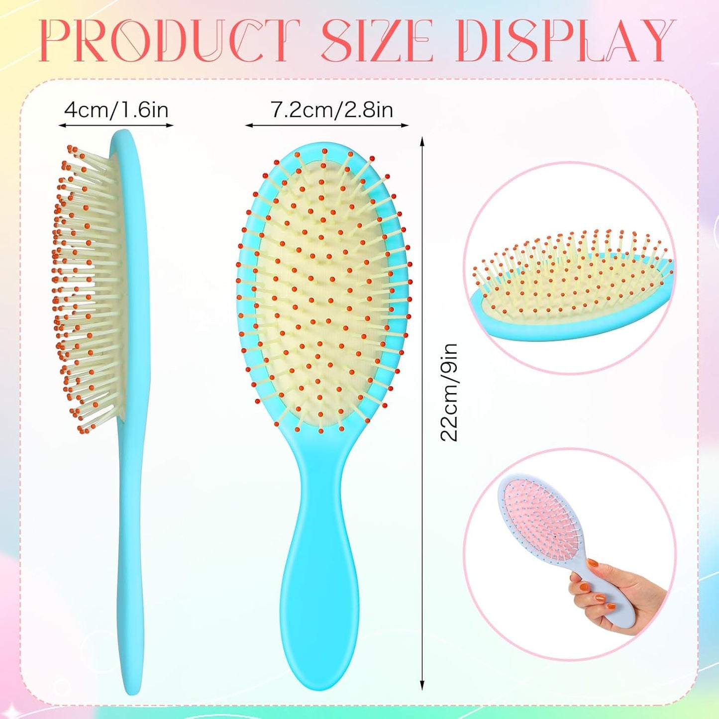 Nuenen 6 Pcs Wet Detangler Hair Brush Travel Dry Hair Brushes Detangling Hairbrush with Soft Bristles for Women Men Girls Boys(Macaron Colors)