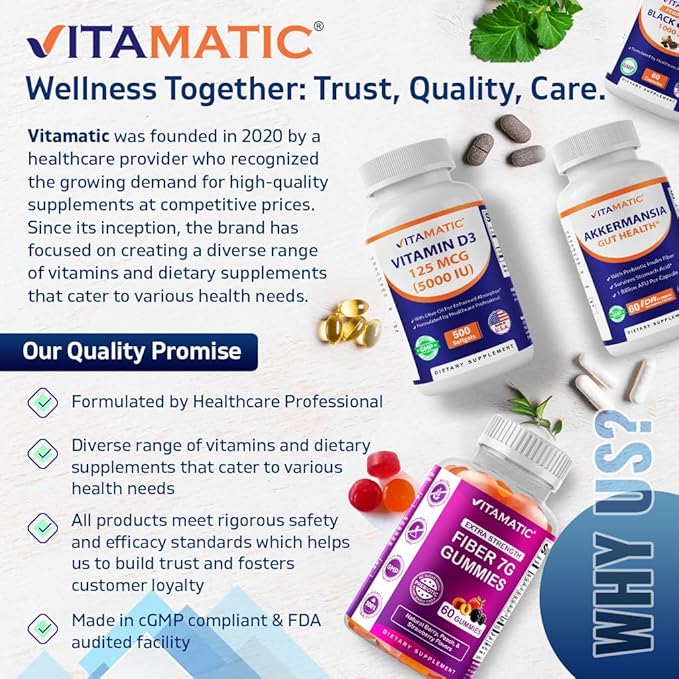 Vitamatic 2 Pack Hyaluronic Acid Supplements 200mg - Supports Healthy Connective Tissue and Joints - Promote Youthful Healthy Skin - Total 240 Capsules