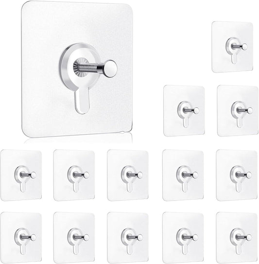 14PCS Picture Hangers Without Nails, Wall Hangers Without Nails, Adhesive Wall Hooks Command Hooks Picture Hanging for Inside Kitchen, Bathroom, Home and Office (10mm)