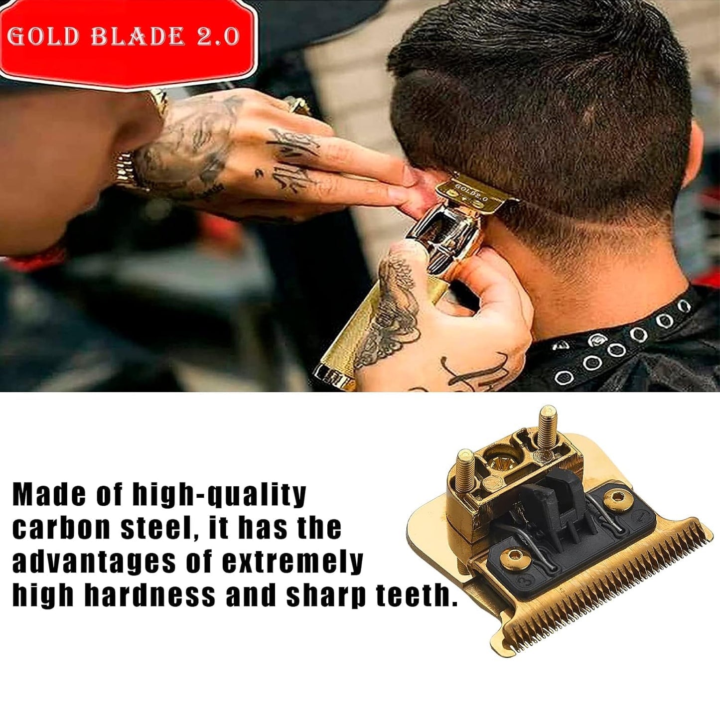 707GOLD2.0 Replacement Blades Compatible with BaBylissPRO FX787 & FX726 Trimmers, for Outlining Hair Trimmers (FX787）