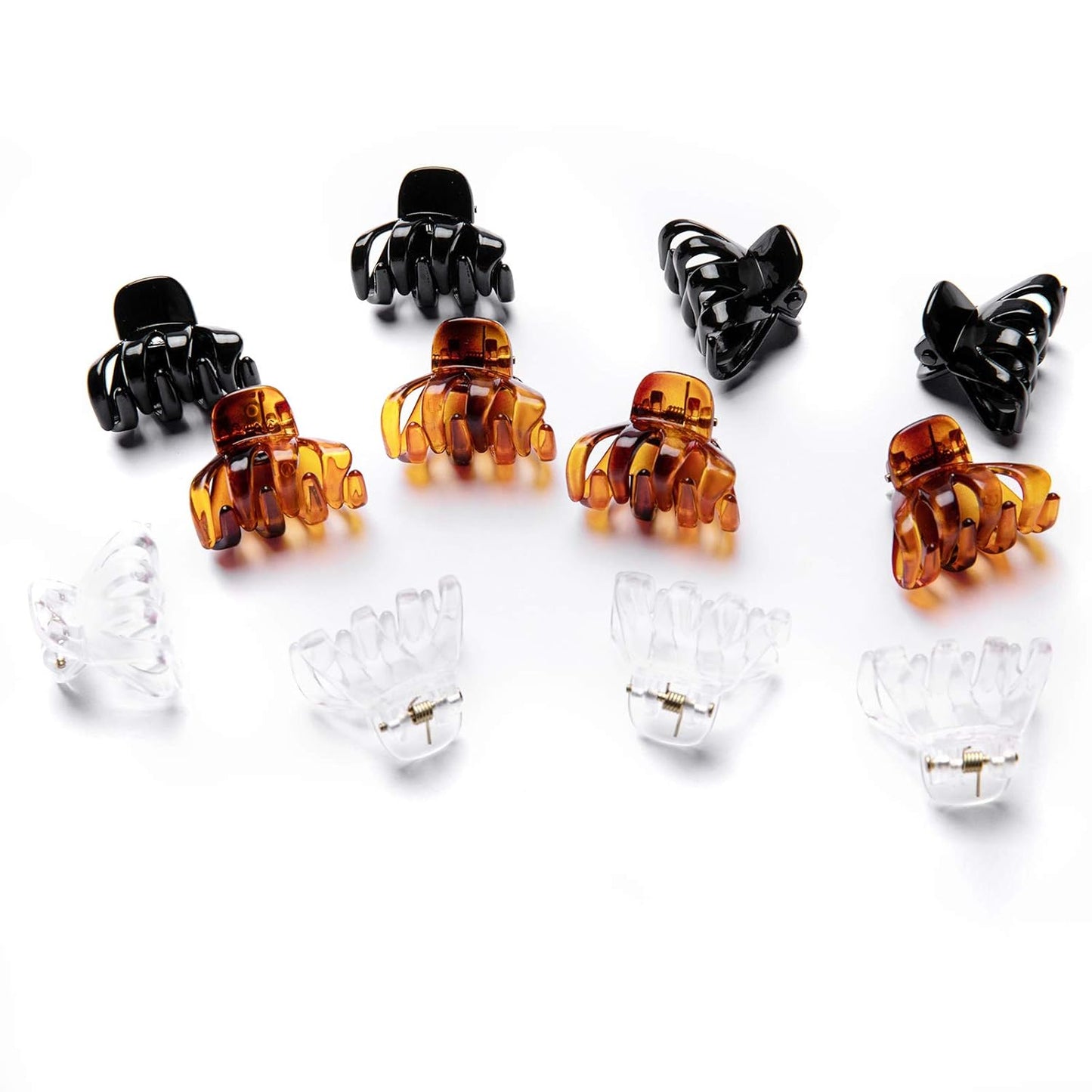 Cobahom 12 Pack Small Hair Claw Clips 1.2 Inch Plastic Hair Clips for Thin Hair No-Slip Mini Hair Clips Hair Styling Accessories for Women and Girls, Black, Brown and White