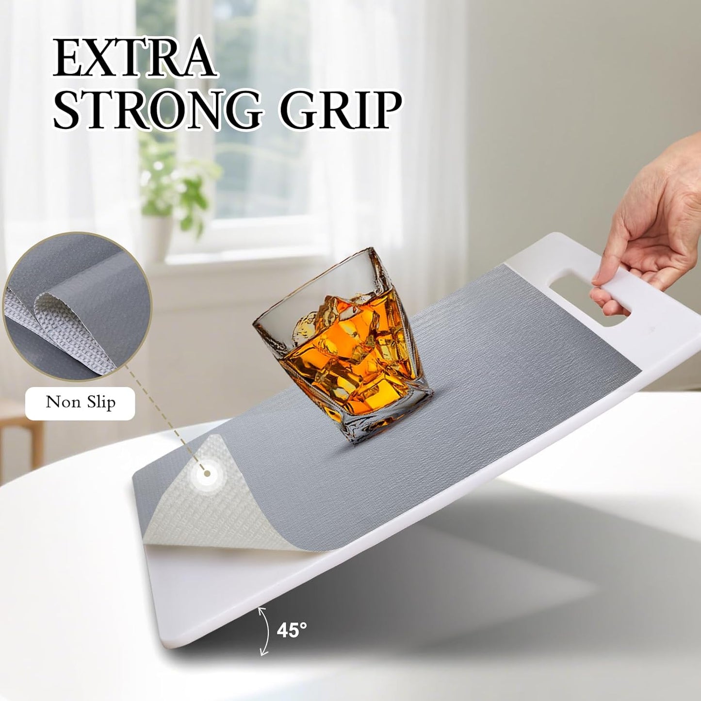 Beautysaid Shelf and Drawer Liner for Kitchen Cabinet, Non Adhesive Non Slip Shelf Paper Waterproof Washable Thickened for Dresser Pantry Shelve Bathroom Protector Liner(Gray,23.6 in x 10 FT)