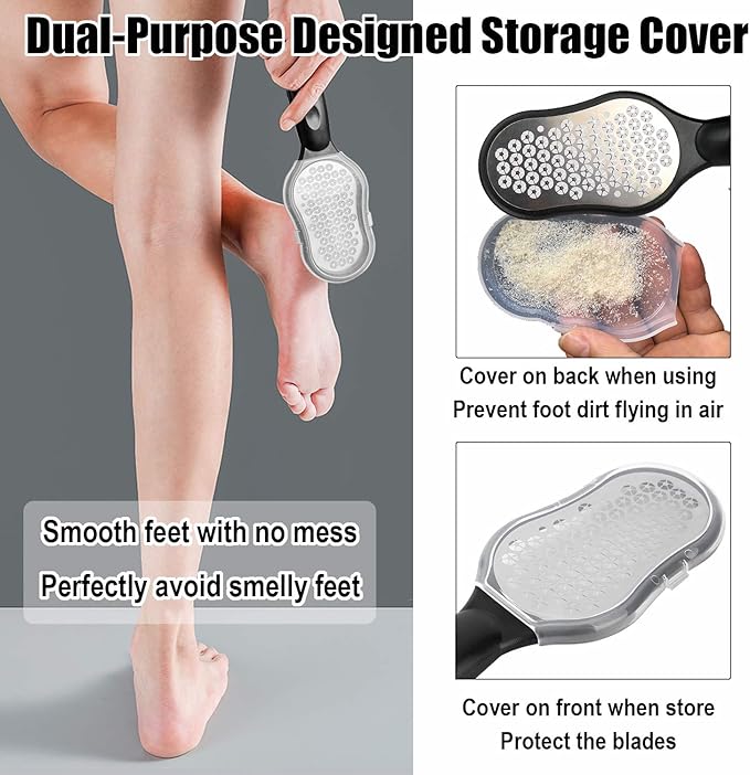 LePinko Foot Scrubber Set, Updated Blades, No Hurt Feet File, Powerful Pedicure Tool to Remove Callus and Dead Skin, Use in Shower or Dry, 2PCS