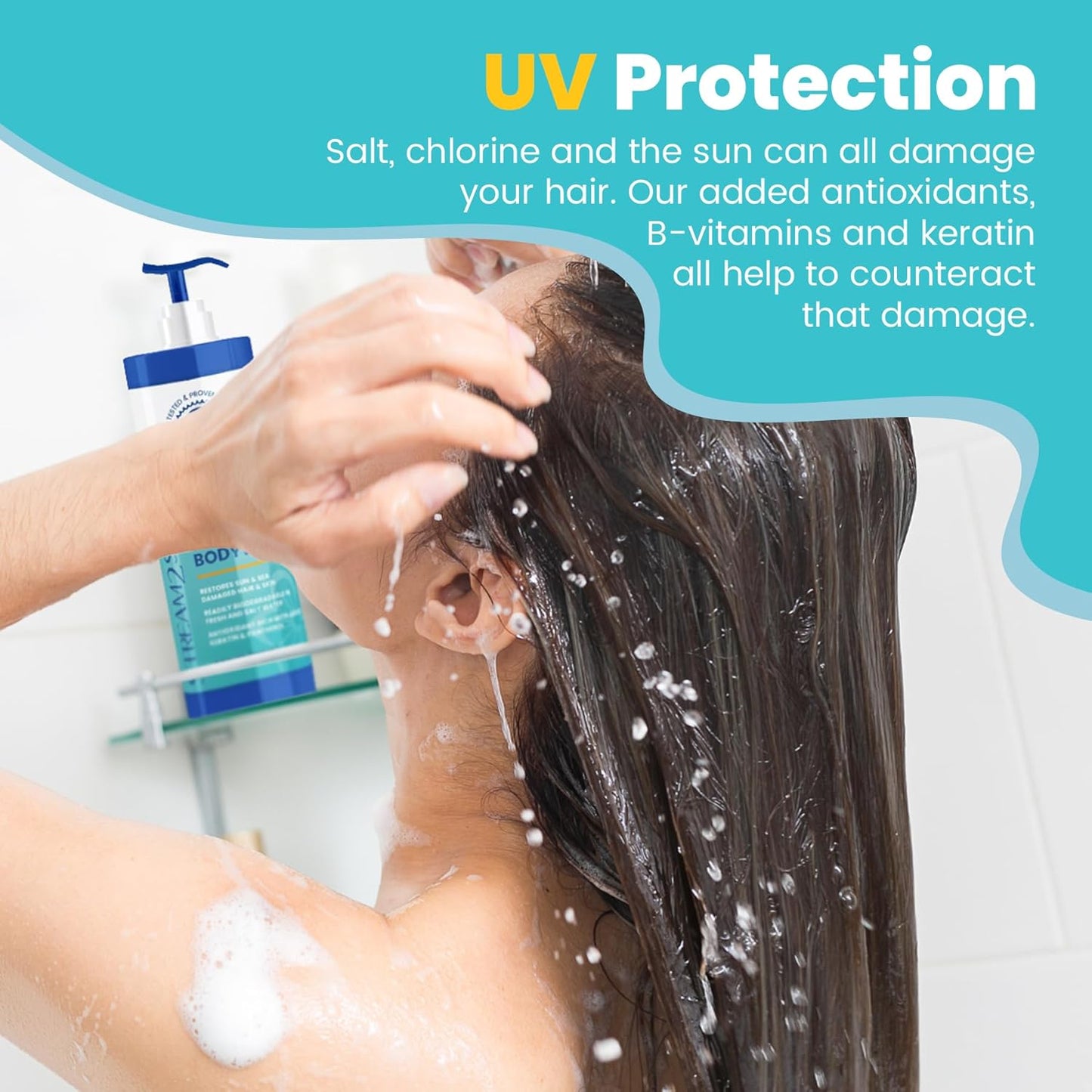 Non Toxic Shampoo and Conditioner, Body Wash 3 in 1 for Swim - Reef Safe Swimmers Shampoo for Men, Women Kids - All Natural Organic Shampoo Conditioner, Biodegradable Soap Camping Travel Size 1.69oz