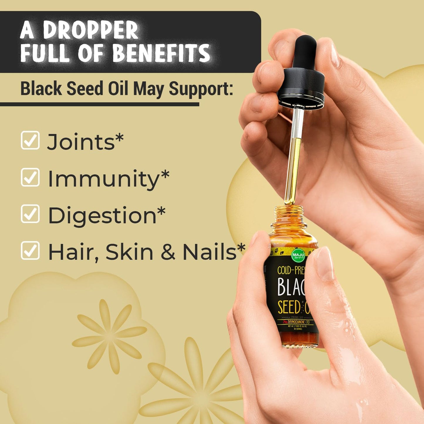 Maju Superfoods Black Seed Oil - 3 Times TQ, Cold-Pressed, Travel Size, 100% Turkish Black Cumin Seed Oil, Liquid Pure Blackseed, Glass Bottle, 2 Oz