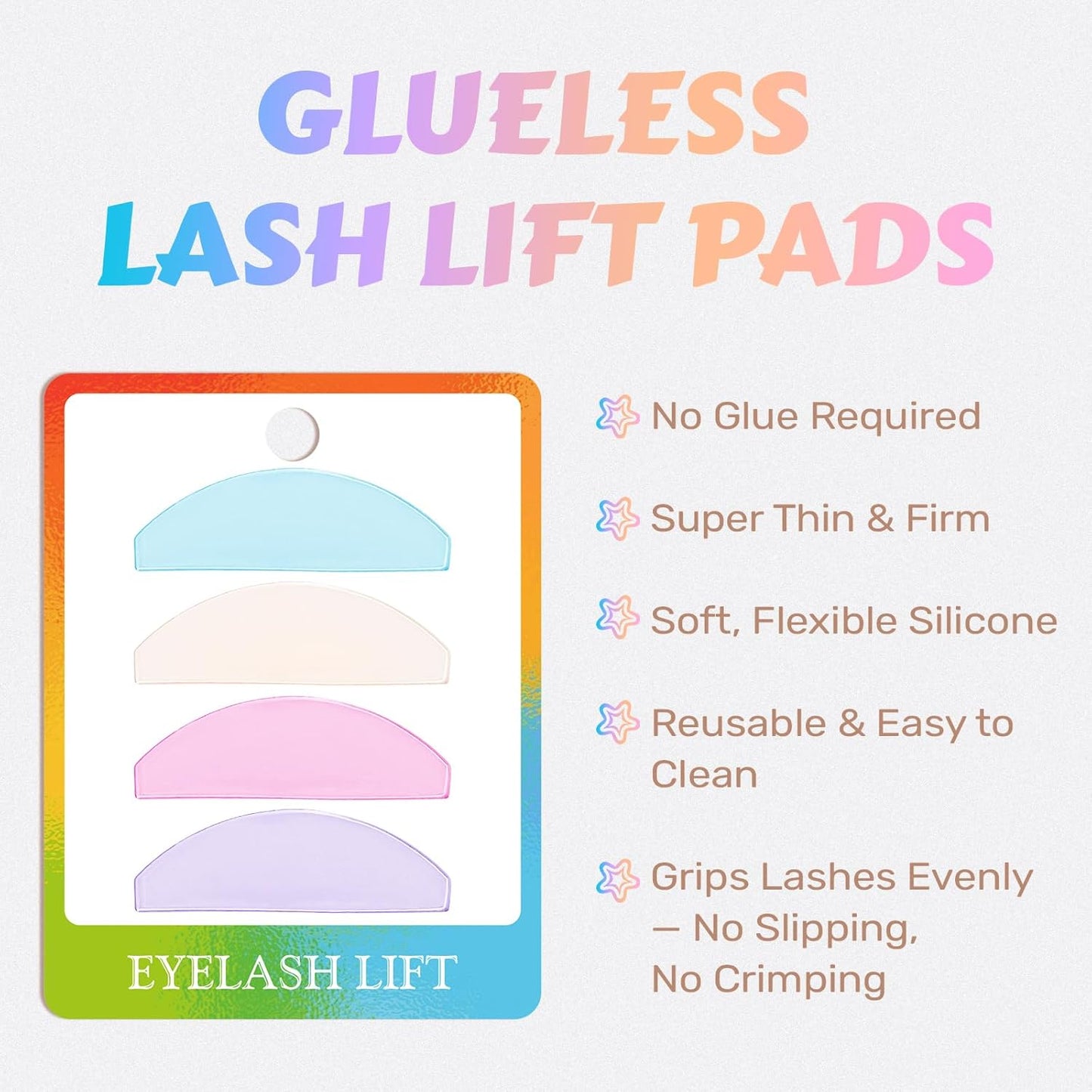 Lash Lift Shields Flat, Lomansa Korean Lash Lift Pads Super Sticky Glueless For NO.1 Perm Soften Lash Lift Rods (Colorful)