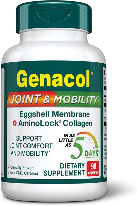 Genacol Collagen & Natural Eggshell Membrane | Achieve Rapid Joint Relief in as Little Than Just 5 Days| Patented hydrolyzed Collagen Joint Support Supplement Joint & Mobility 90 Capsules