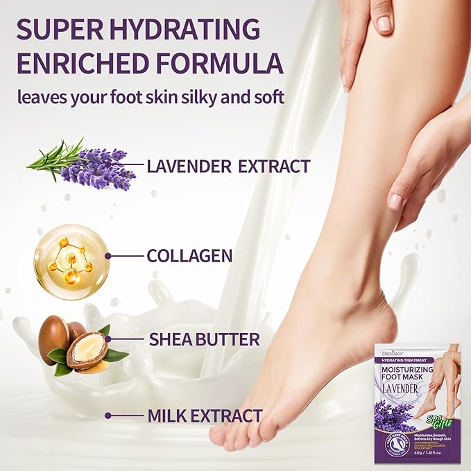 Moisturizing Foot Mask 5 Pack,Hydrating Foot Masks for Dry Cracked Feet,Moisturizing Socks Dry Skin Moisturizer for Soft and Smooth Touch Feet,Foot Care Spa Gifts for Women Men Mother's Day Gifts
