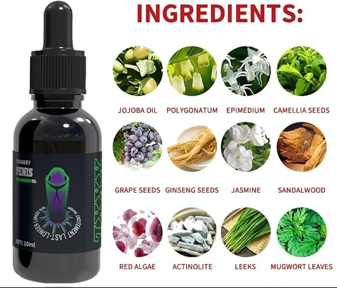 Massage Oil Enlargement Oil Increase Enlarge Gel Thicker Longer Stronger Large Size Enlarger Cream BLSEX for Men (F201-BLK)