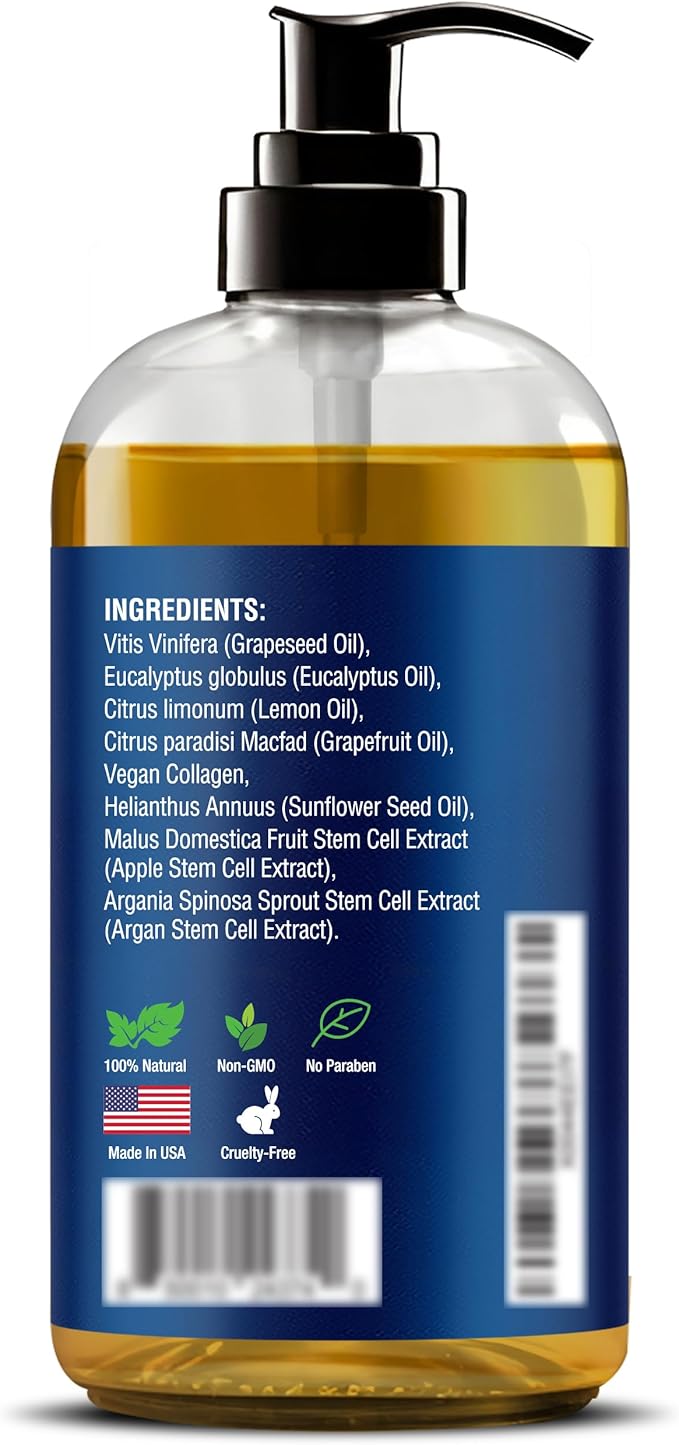 Anti-Cellulite Massage Oil for Massage Therapy 8 fl oz - Vegan Collagen Oil for Thighs, Butt, and Legs - Reduces Cellulite for Women and Men - Nexon Botanics