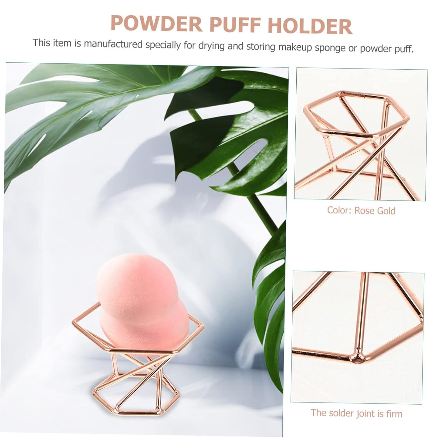 2pcs Puff Holder Stylish Sponge Puff Storage Rack Delicate Cosmetic Puff Stand Women Girls Makeup Sponge Drying Tray Rose Gold