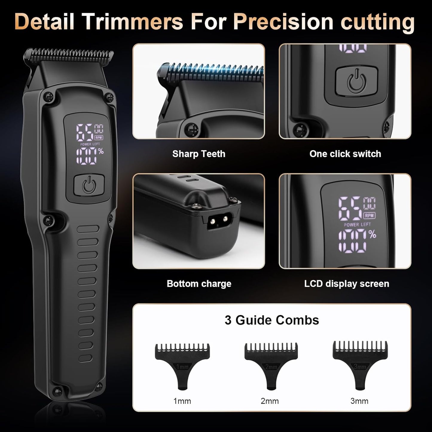 Professional Hair Clipper for Men, 3 in 1 Hair Clipper Beard Trimmer and Electric Foil Shaver Set with LED Display, Cordless Grooming Kit for Home, Travel, Barber, Ideal Gift for Him