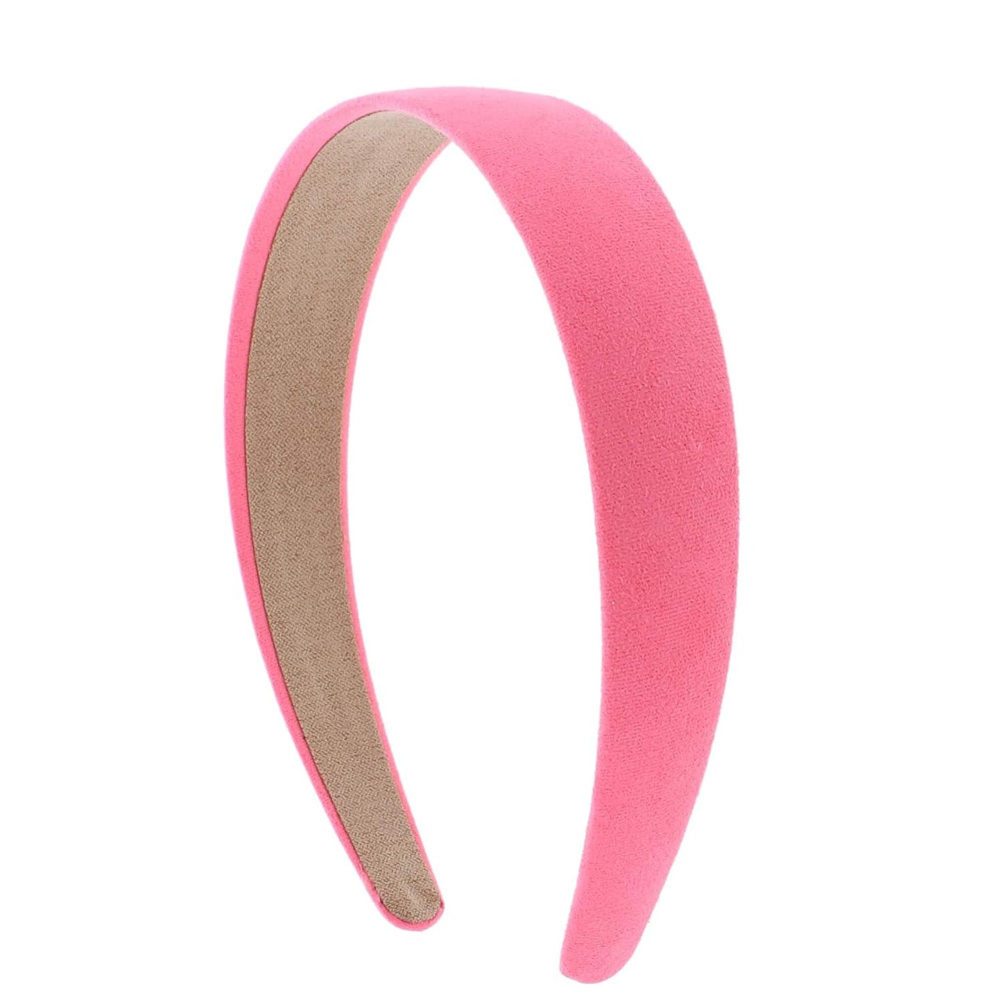 1 Inch Wide Suede Like Headband Solid Hair band for Women and Girls (Neon Pink)