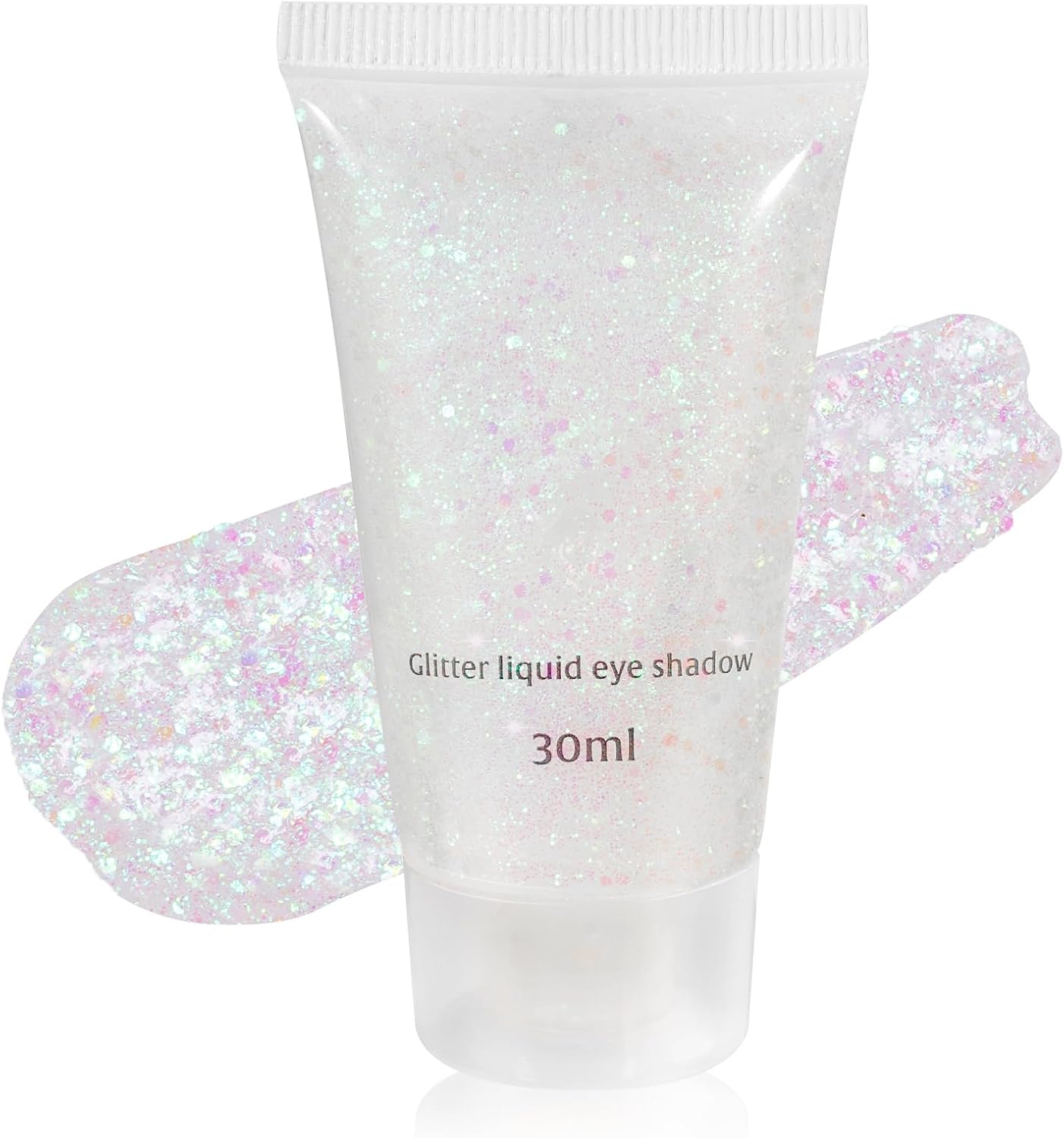 Mysense Iridescent White Body Glitter Gel, Mermaid Face Glitter Makeup, Concert Music Festival Rave Accessories for Face Eye Hair, Sparkling Glitter Face Paint for Women, 30g