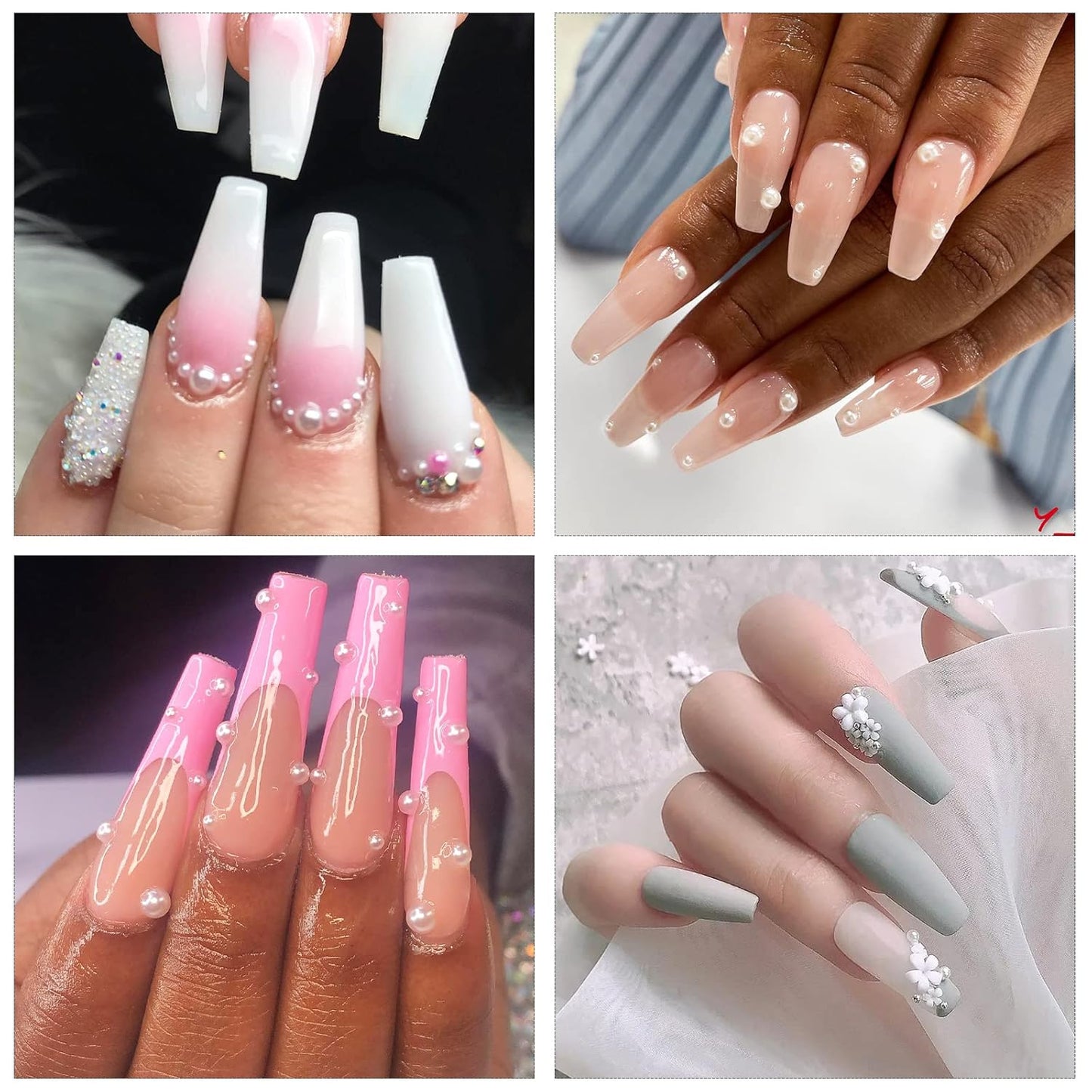 Gems Flat Back Pearls and Rhinestones for Nails,Crystals Nail Charms Diamonds for Acrylic Nails,Tiny Nail Pearls Beads for Nail Art,Small Eye Jewels Rhinestones Pearls,with Wax Pen And Tweezers(White)