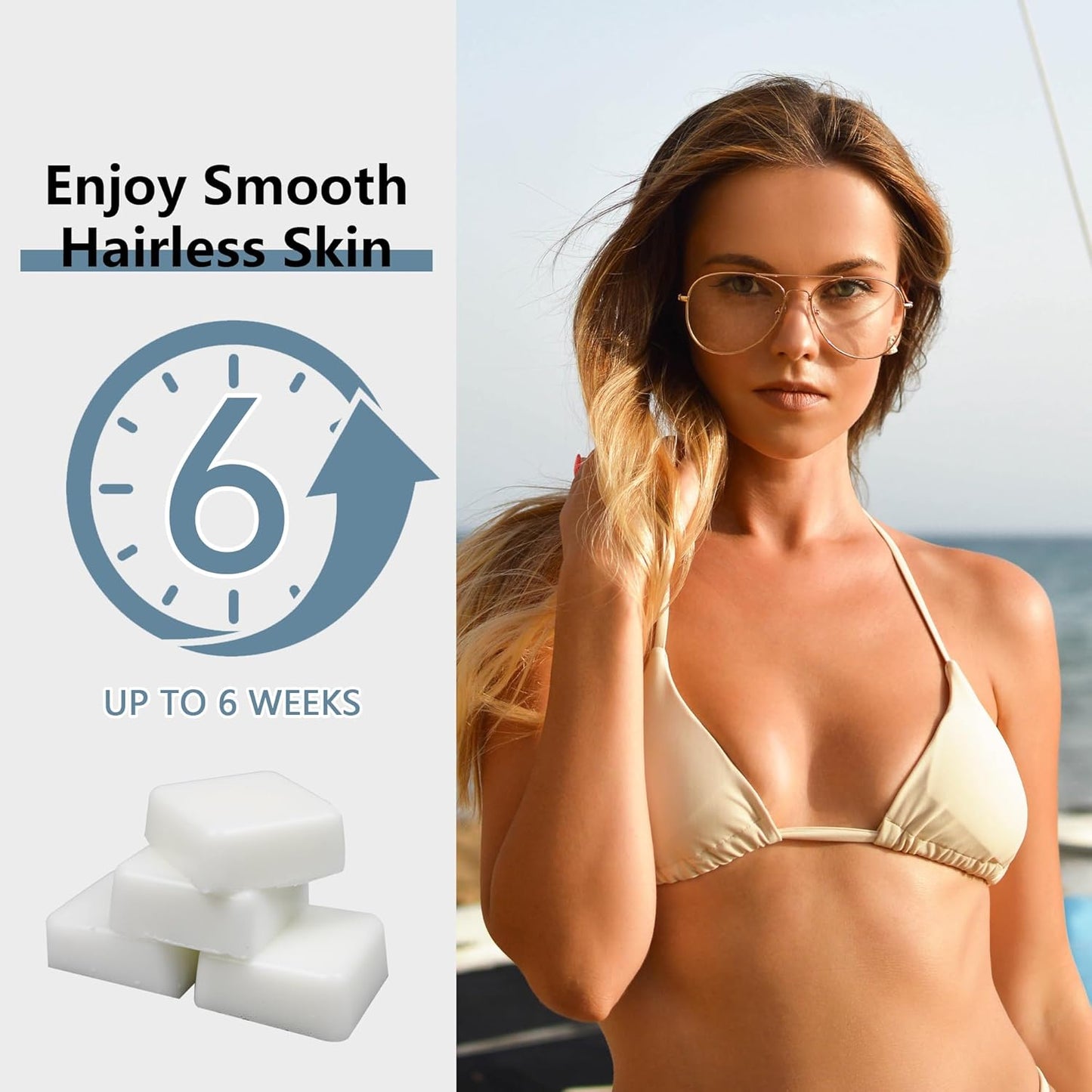 Hair Removal Wax, Stripless Wax for Sensitive Skin, 1 lb Professional Hard Wax, Perfect for Full Body