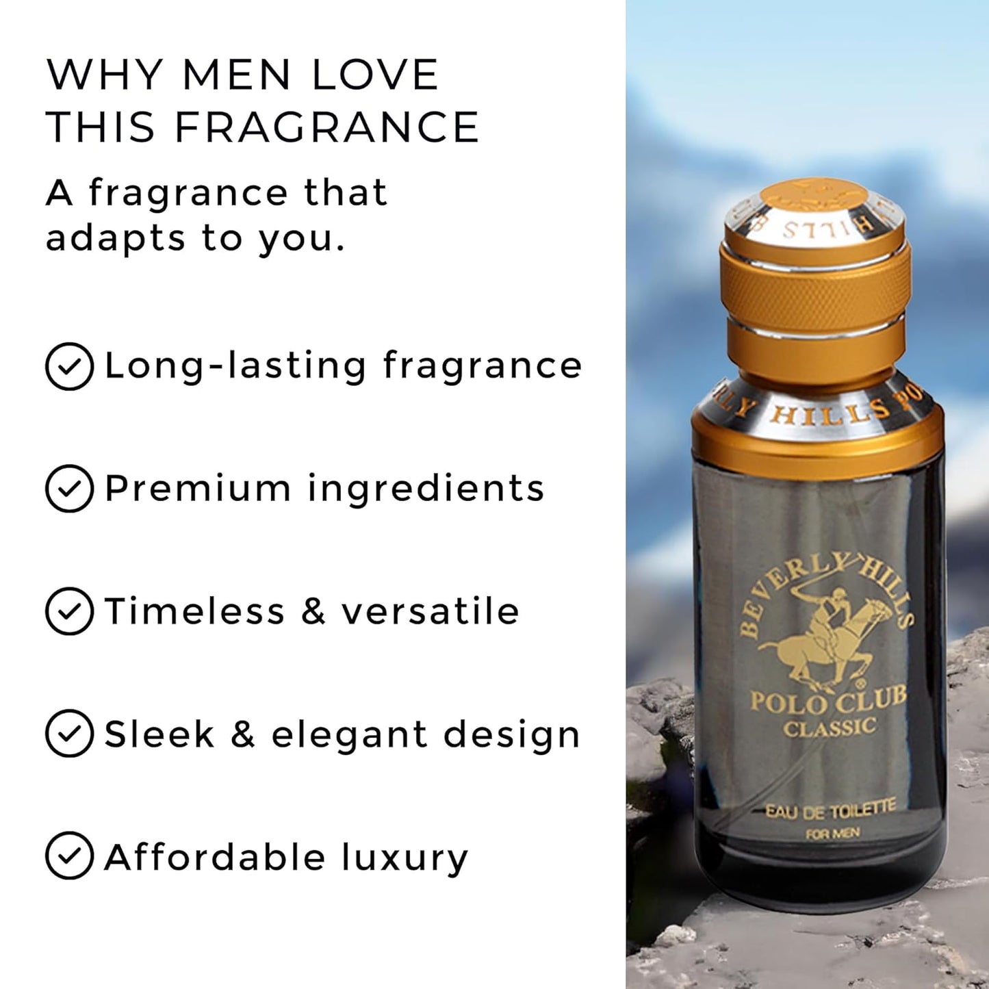 Beverly Hills Polo Club Eau De Toilette Spray - ‘Classic’ Cologne for Men Eau De Toilette - Fresh, Woody Fragrance for Men 3.40fl.oz / 100ml