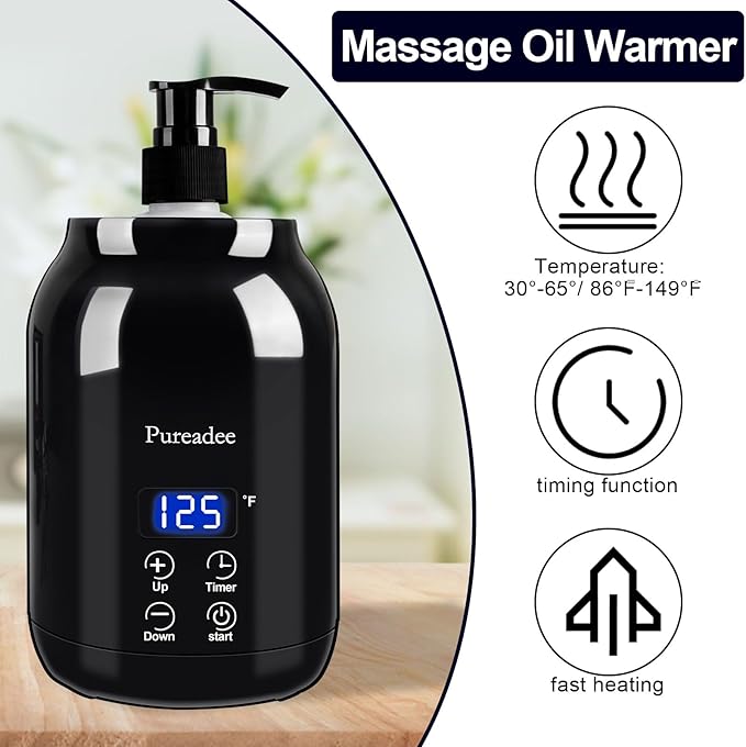 Massage Oil Warmer, Massage Oil Warmer for Massage Therapy, Oil Warmer for Massage for Salon, Barber Shops, Home, with Two Oil Bottle Dispenser