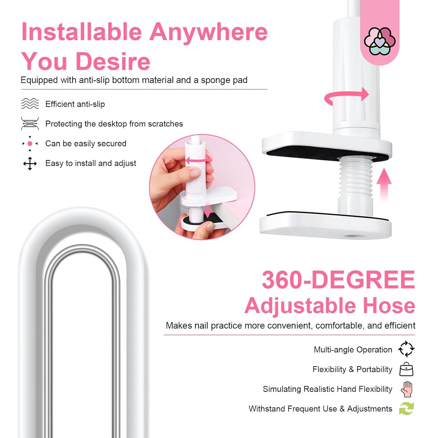 Saviland Silicone Practice Hand for Acrylic Nails, Upgraded Flexible Moveable Fake Hands with No Breaking or Falling, Manicure Training Hand Nail Kit with 100PCS Nails Tips Home Salon Holiday Gift