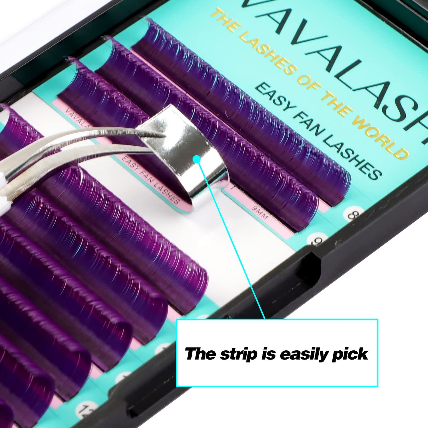 VAVALASH Colored Easy Fan Eyelash Extensions 0.07 D Curl 8-15mm Mixed Tray Violet Self Fanning Lashes 2D-10D Colorful Volume lash extensions（Violet,0.07-D-8-15 Mix）
