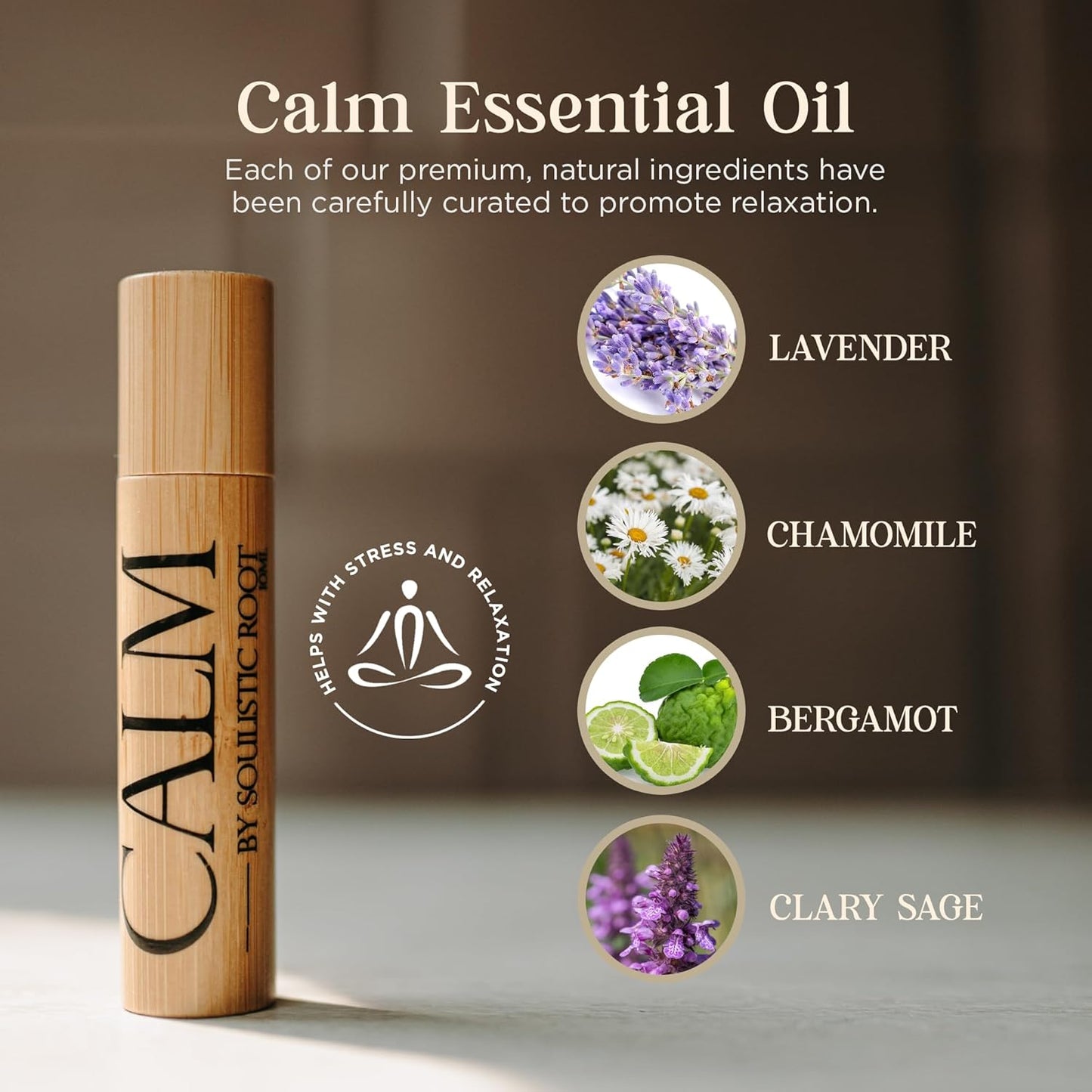 Soulistic Root Calm Essential Oil Roll On for Women – Aromatherapy Blend w/Lavender, Chamomile, Clary Sage – Rollerball for Relaxation, Self Care, Skin, Massage, Wellness & Gift Ideas – 10ml Bottle