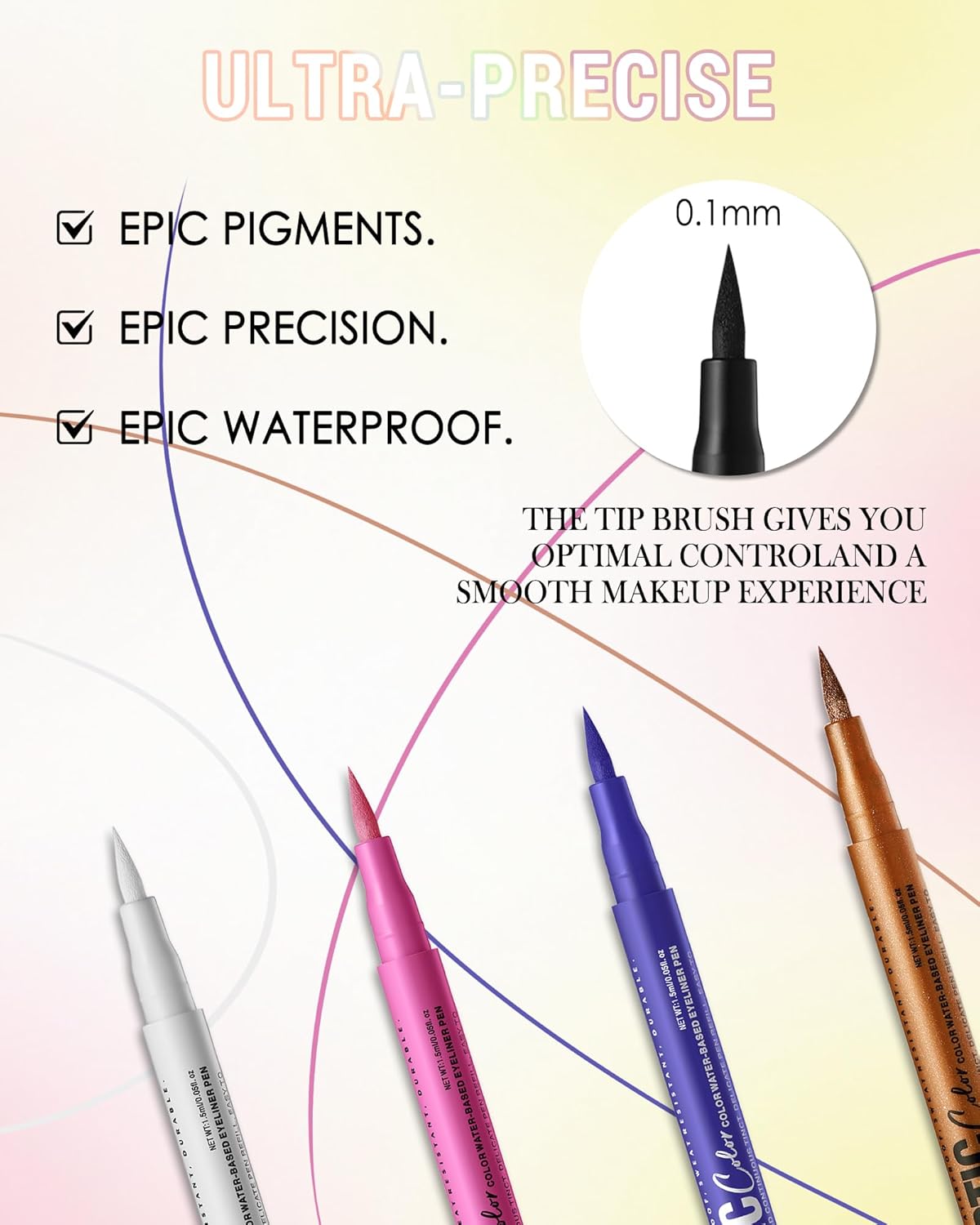 Bright Blue Matte Liquid Eyeliner Pencil, Colorful High Pigmented Waterline Eye liner Waterproof Pen, Colored Smudgeproof Long Lasting Eyeliner Pen Christmas Party Festival Makeup Gift for Women-02