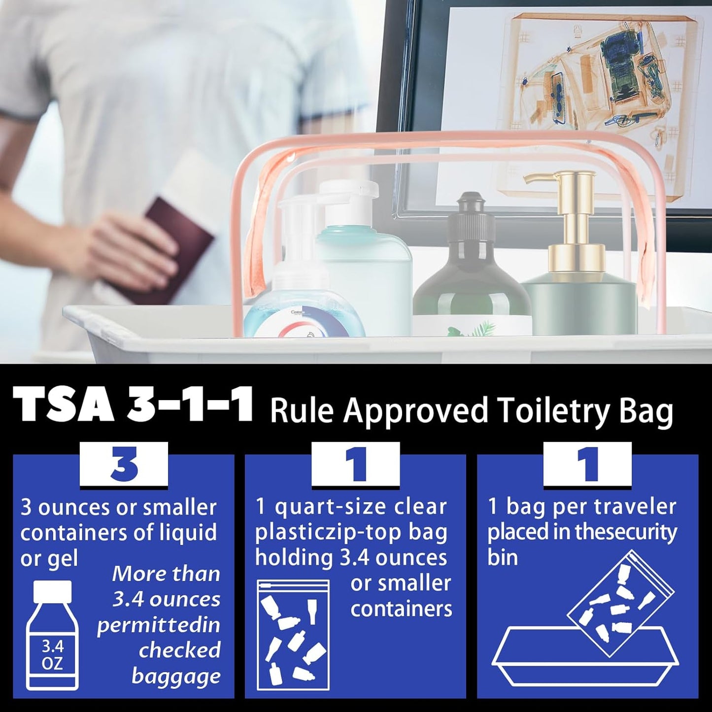 16 Pieces Clear Cosmetic Bags, Large Transparent Makeup Bags, TSA Approved Toiletry Bag for Travel, PVC Waterproof Clear Pouch with Zipper Make Up Bag for Women and Men Traveling (Rose Pink-L)