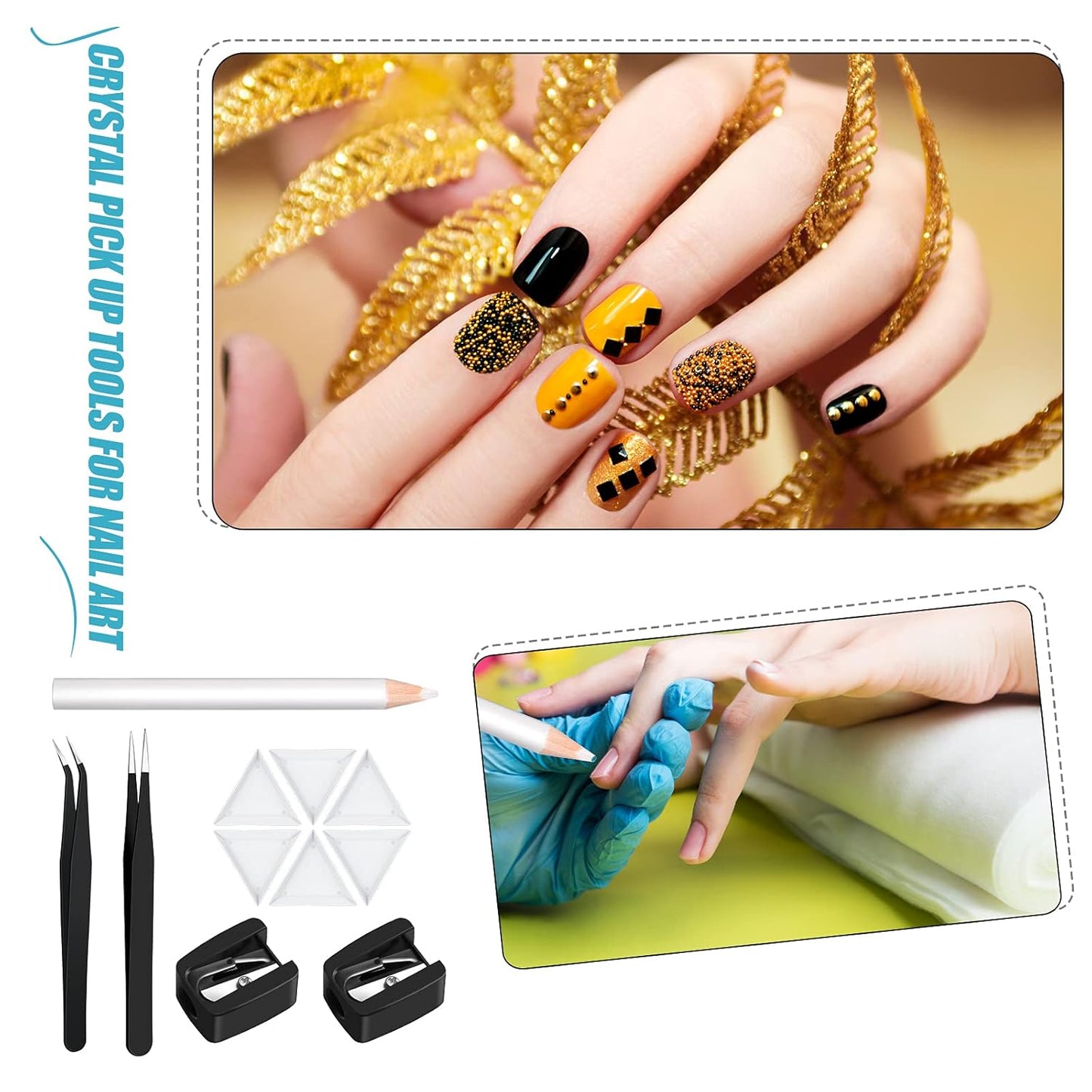 Maitys 22 Pieces Wax Pencil for Rhinestones Wax Picker Pencil Set for Rhinestones Nail Art Gem Dotting Crystal Pick up Tools with Pick up Tweezers Sharpener and Triangular Plate