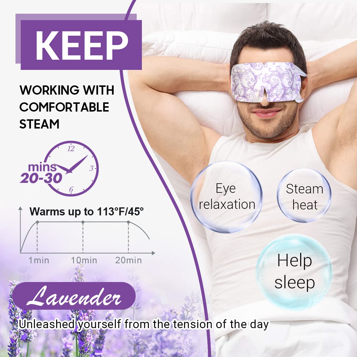 16 Packs Steam Eye Masks for Dry Eyes, Lavender Heated Eye Mask, Relief Tired Eyes & Dark Circle, Warm Compress for Puffiness, Disposable Travel Essentials & Relaxation Set for Women, Christmas